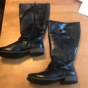 Black wide calf boots